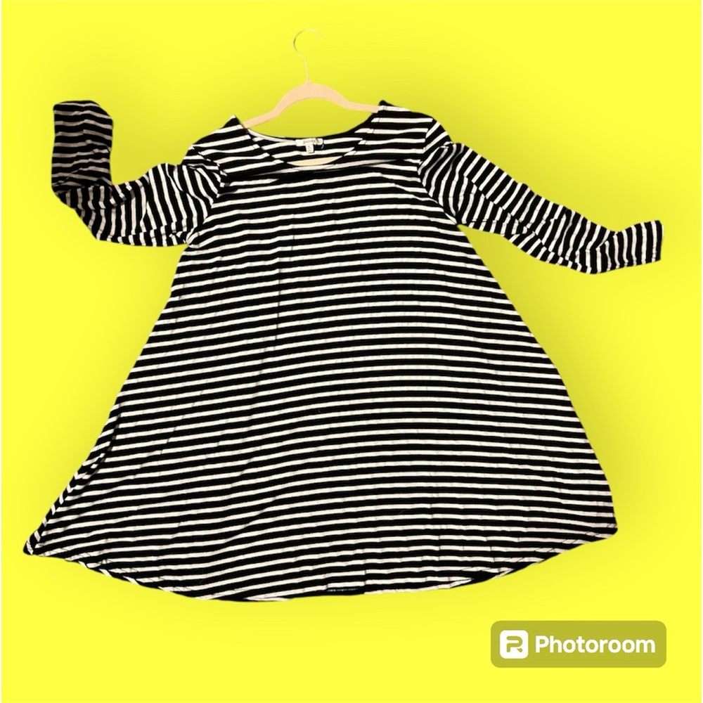 JODIFL Women’s Tunic Dress Black & White Striped Size M